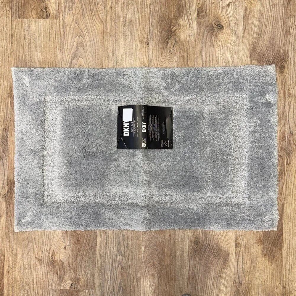 DKNY 21 x 34 Gray Non Slip Latex Back Bath Rug Mat Grey Charcoal